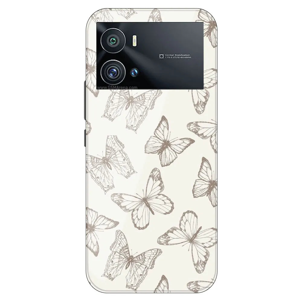 White Butterflies - Printed Silicone Case For IQOO 9 Pro