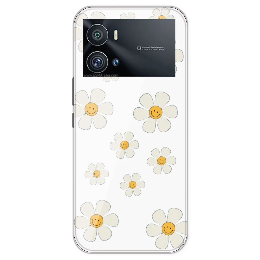 Smile Flowers - Clear Printed Silicone Case For IQOO 9 Pro