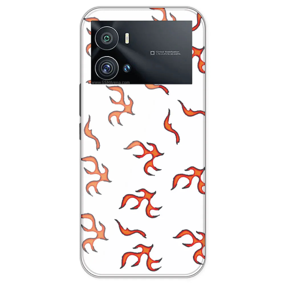 Orange Mini Flames - Clear Printed Silicone Case For IQOO 9 Pro