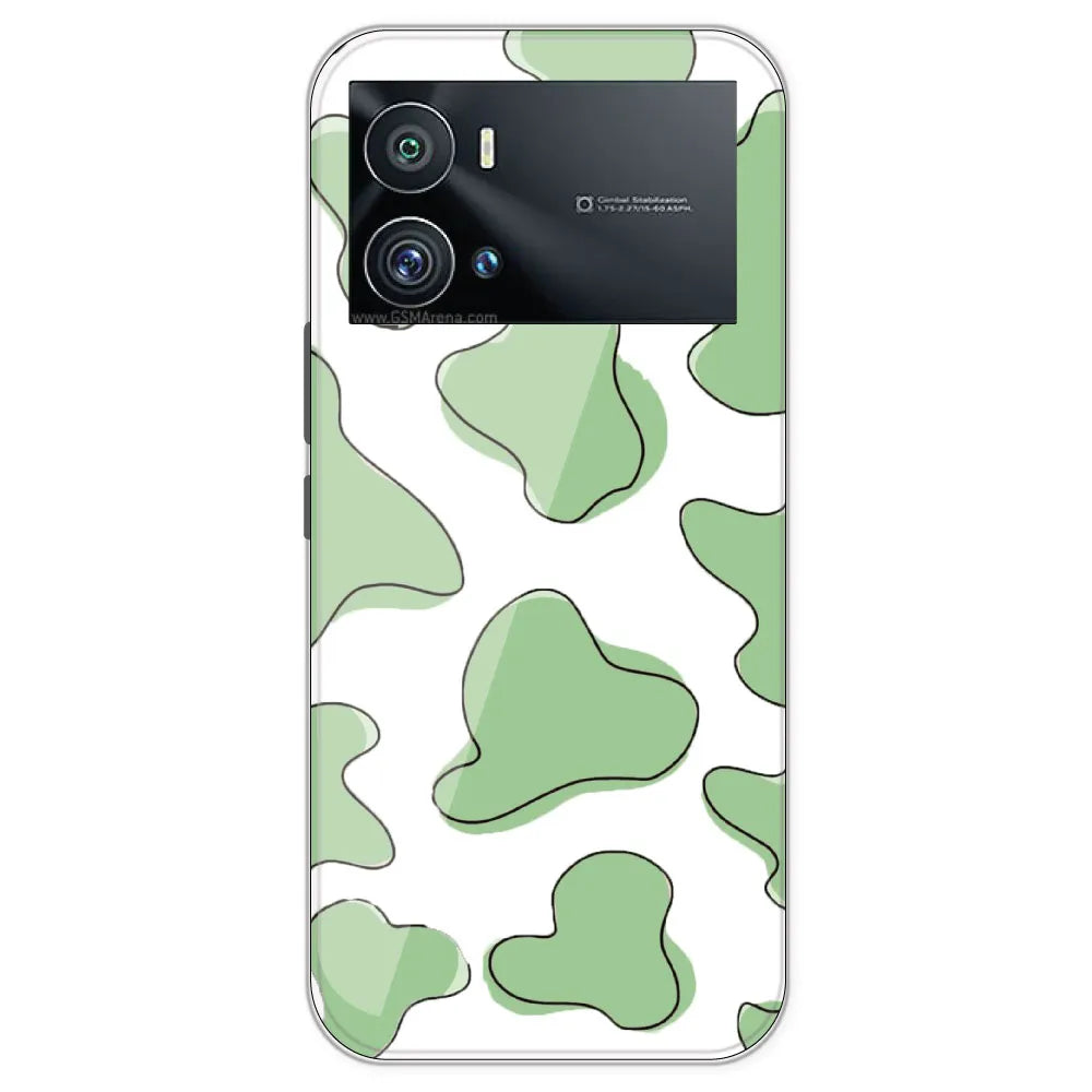 Green Cow Print - Clear Printed Silicone Case For IQOO 9 Pro