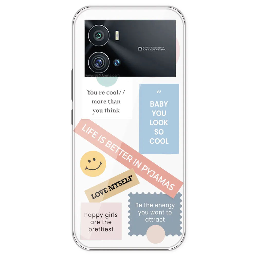 Be Happy - Clear Printed Silicone Case For IQOO 9 Pro