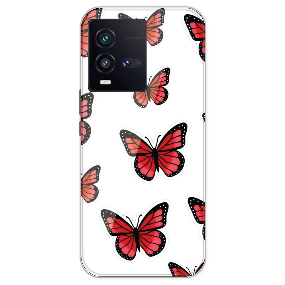 Red Butterfly - Clear Printed Silicone Case For IQOO 9SE