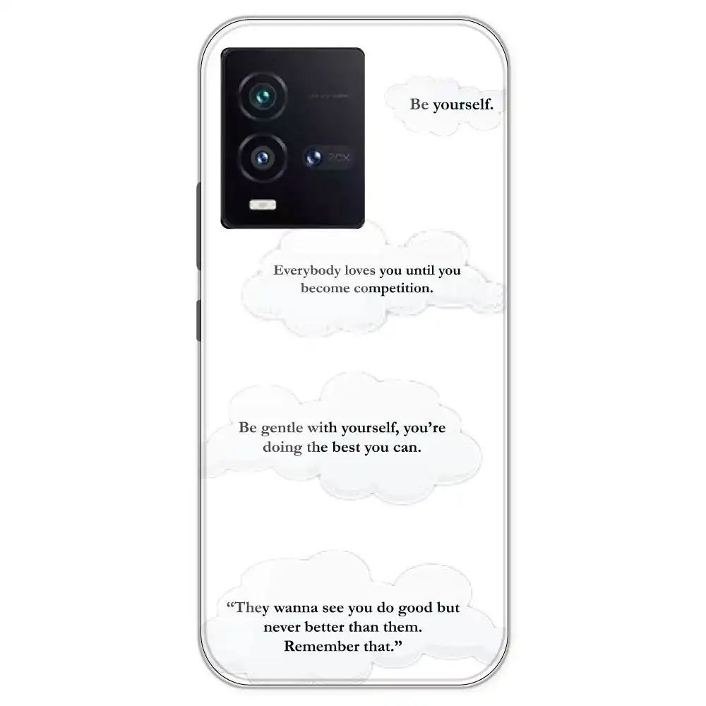 Quotes And Clouds - Clear Printed Silicone Case For iQOO Models