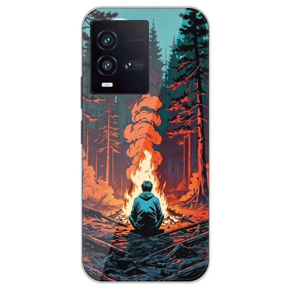 Boy With Camp Fire - Printed Silicone Case For IQOO 9SE