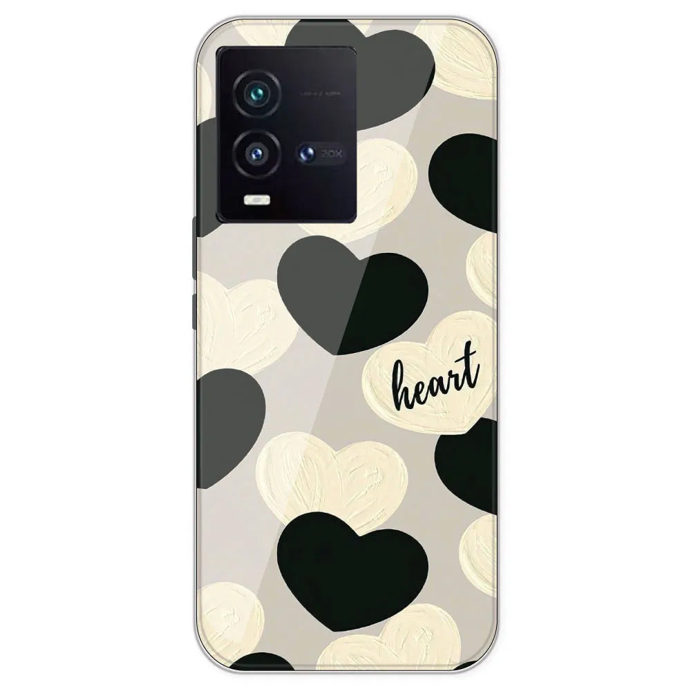 Black And White Heart - Printed Silicone Case For IQOO 9SE