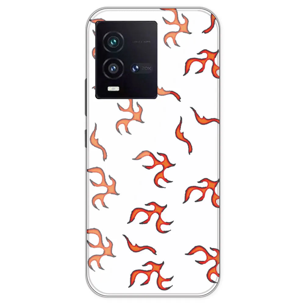 Orange Mini Flames - Clear Printed Silicone Case For IQOO 9SE