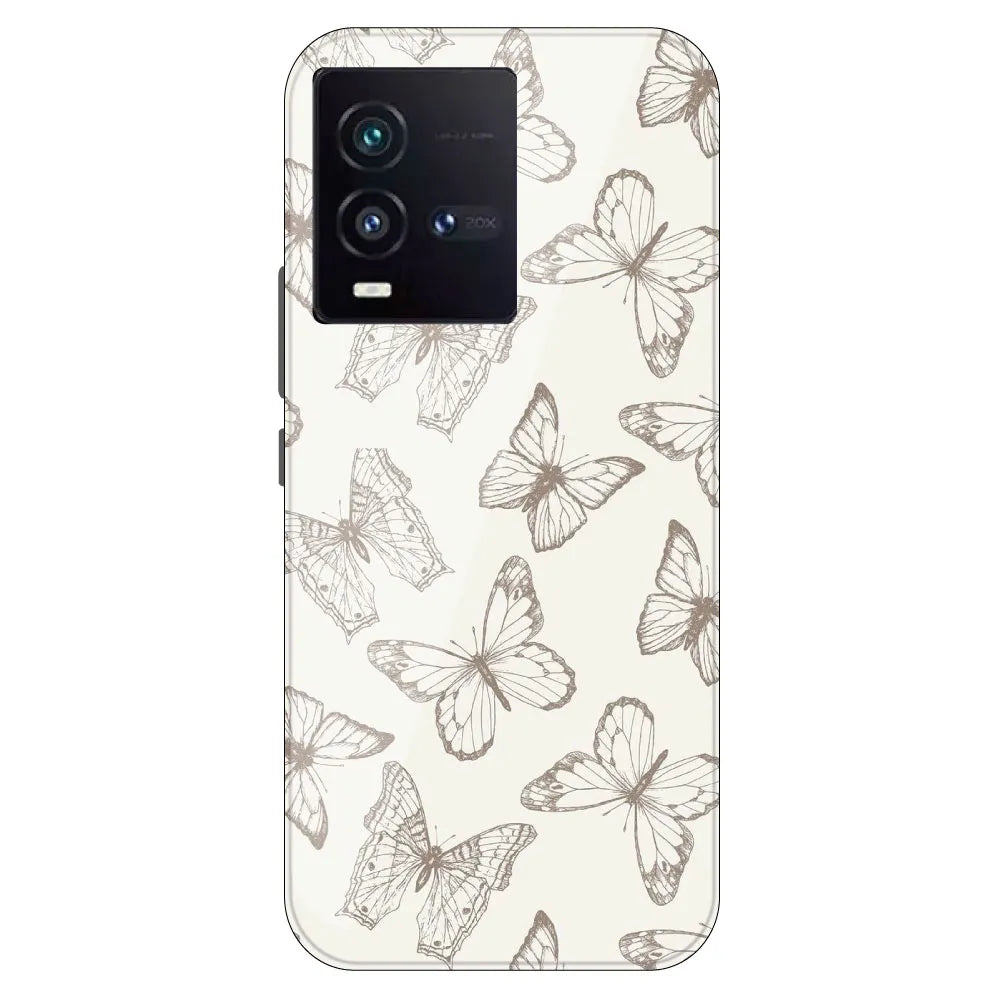 White Butterflies - Printed Silicone Case For IQOO 9SE