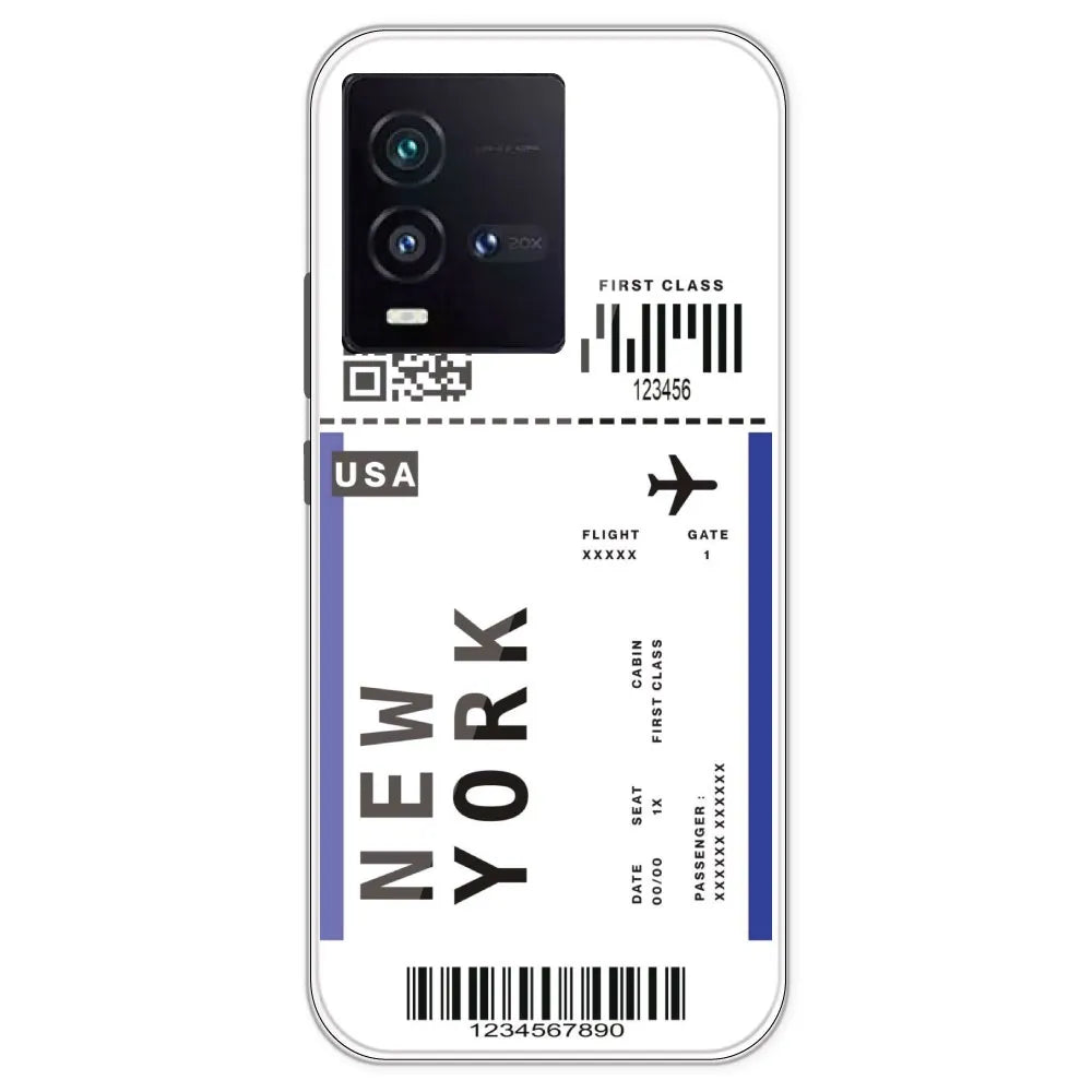 New York Ticket - Clear Printed Silicone Case For IQOO 9SE
