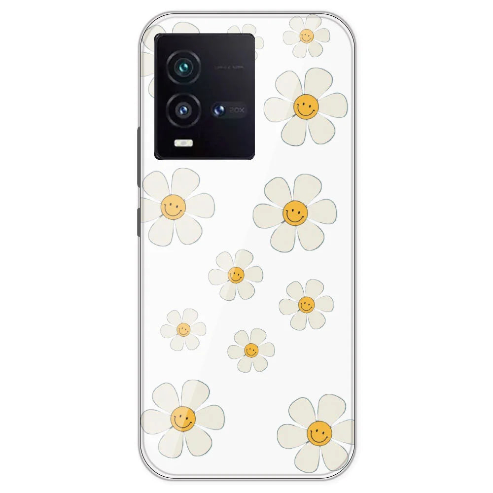Smile Flowers - Clear Printed Silicone Case For IQOO 9SE