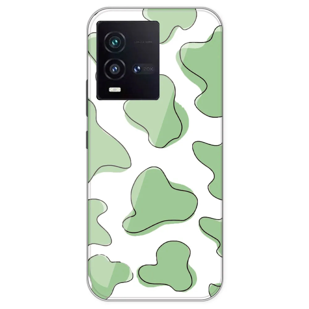 Green Cow Print - Clear Printed Silicone Case For IQOO 9SE