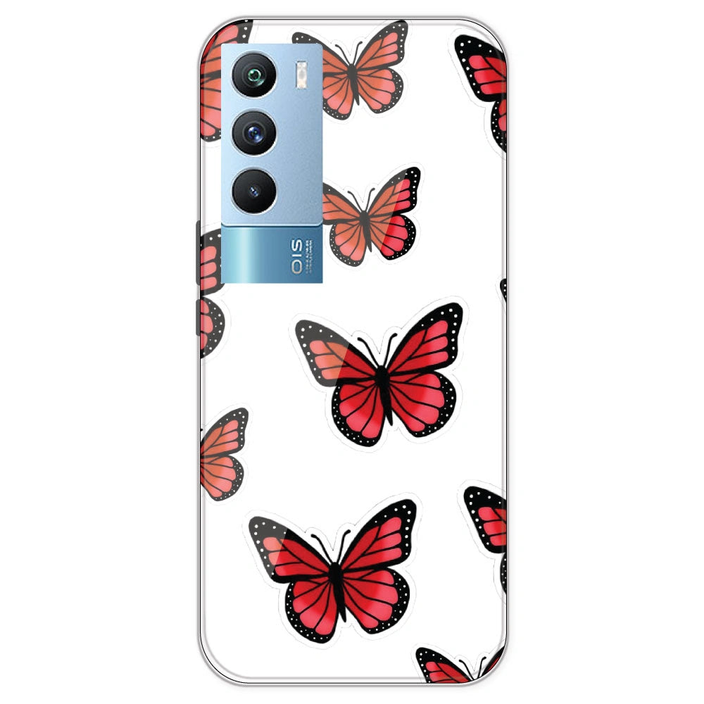 Red Butterfly - Clear Printed Silicone Case For IQOO 9T