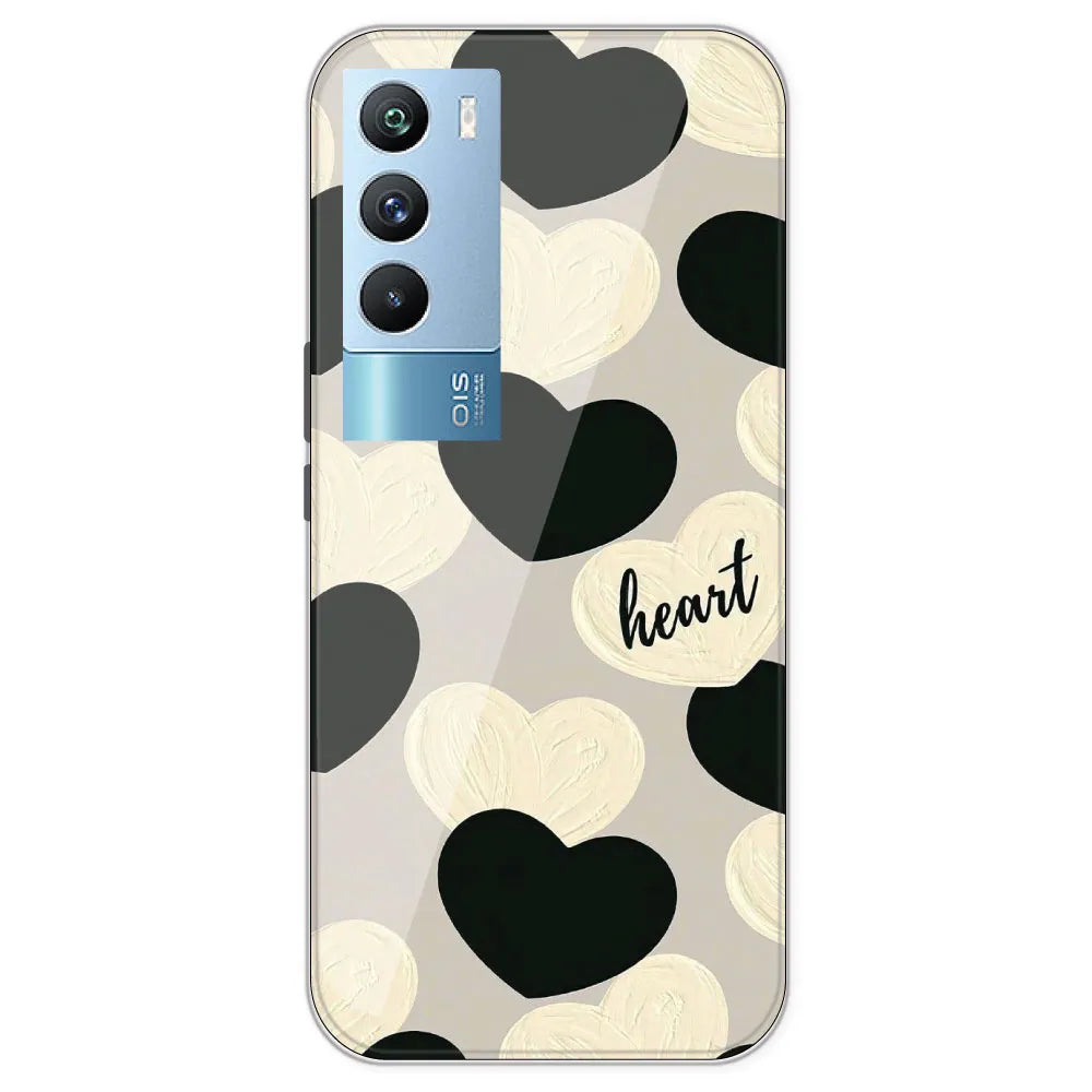 Black And White Heart - Printed Silicone Case For IQOO 9T