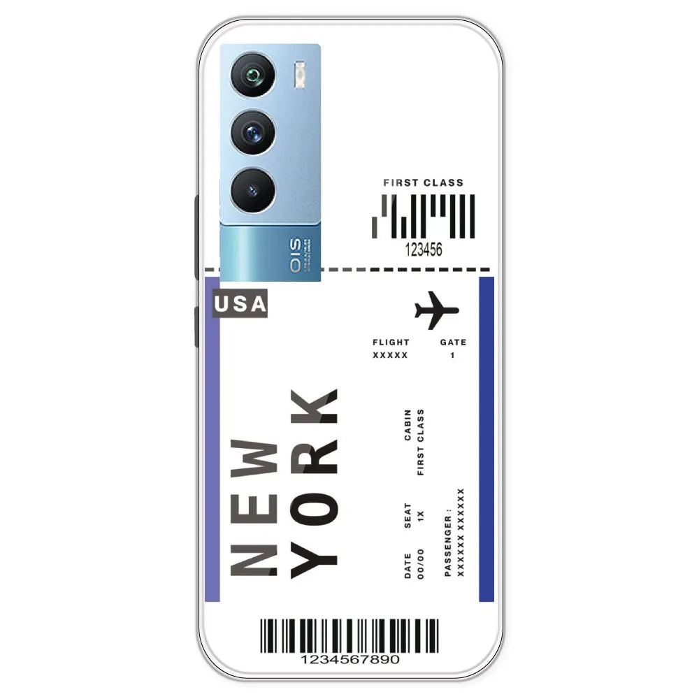 New York Ticket - Clear Printed Silicone Case For IQOO 9T