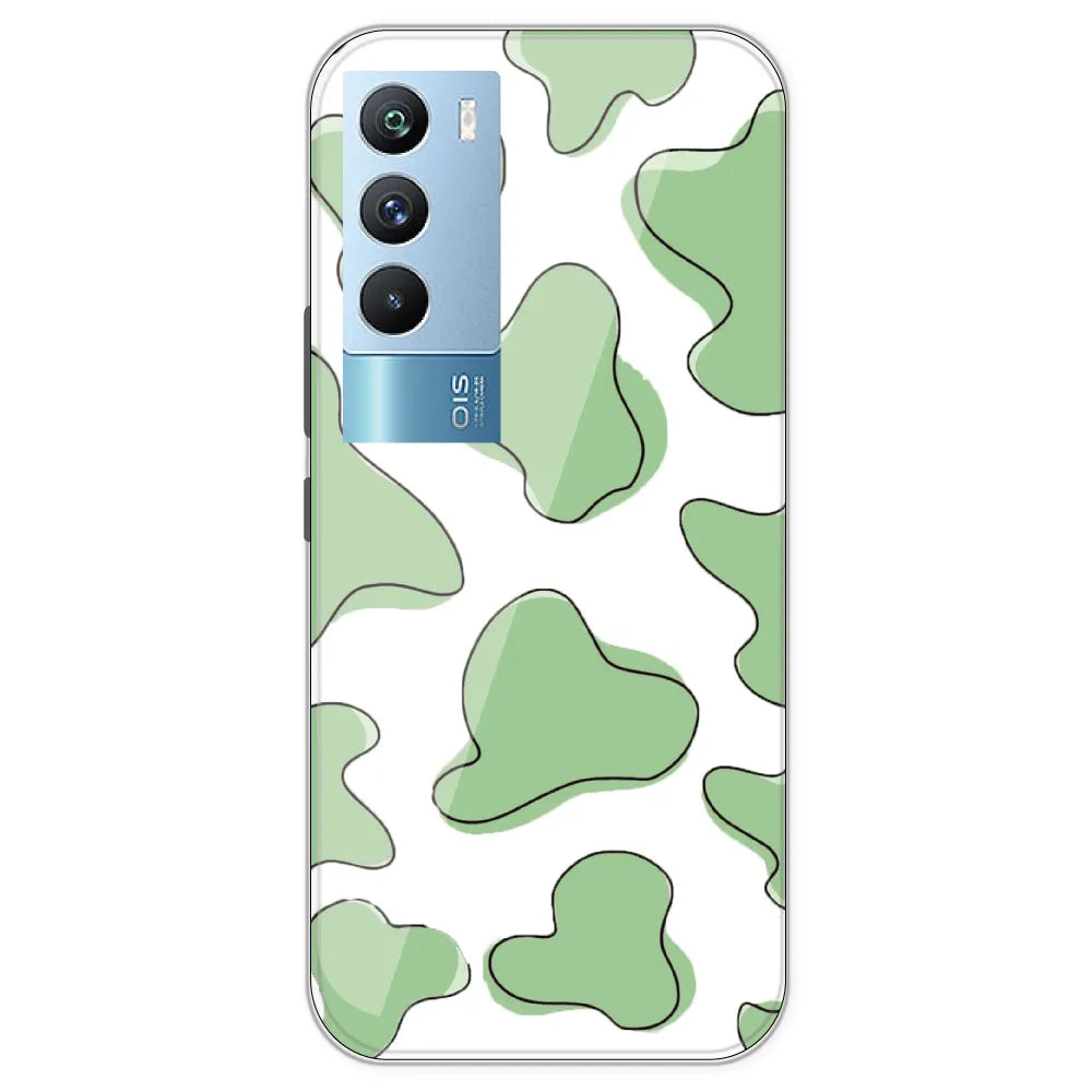 Green Cow Print - Clear Printed Silicone Case For IQOO 9T
