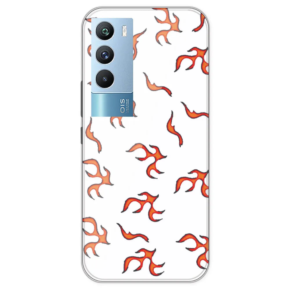 Orange Mini Flames - Clear Printed Silicone Case For IQOO 9T