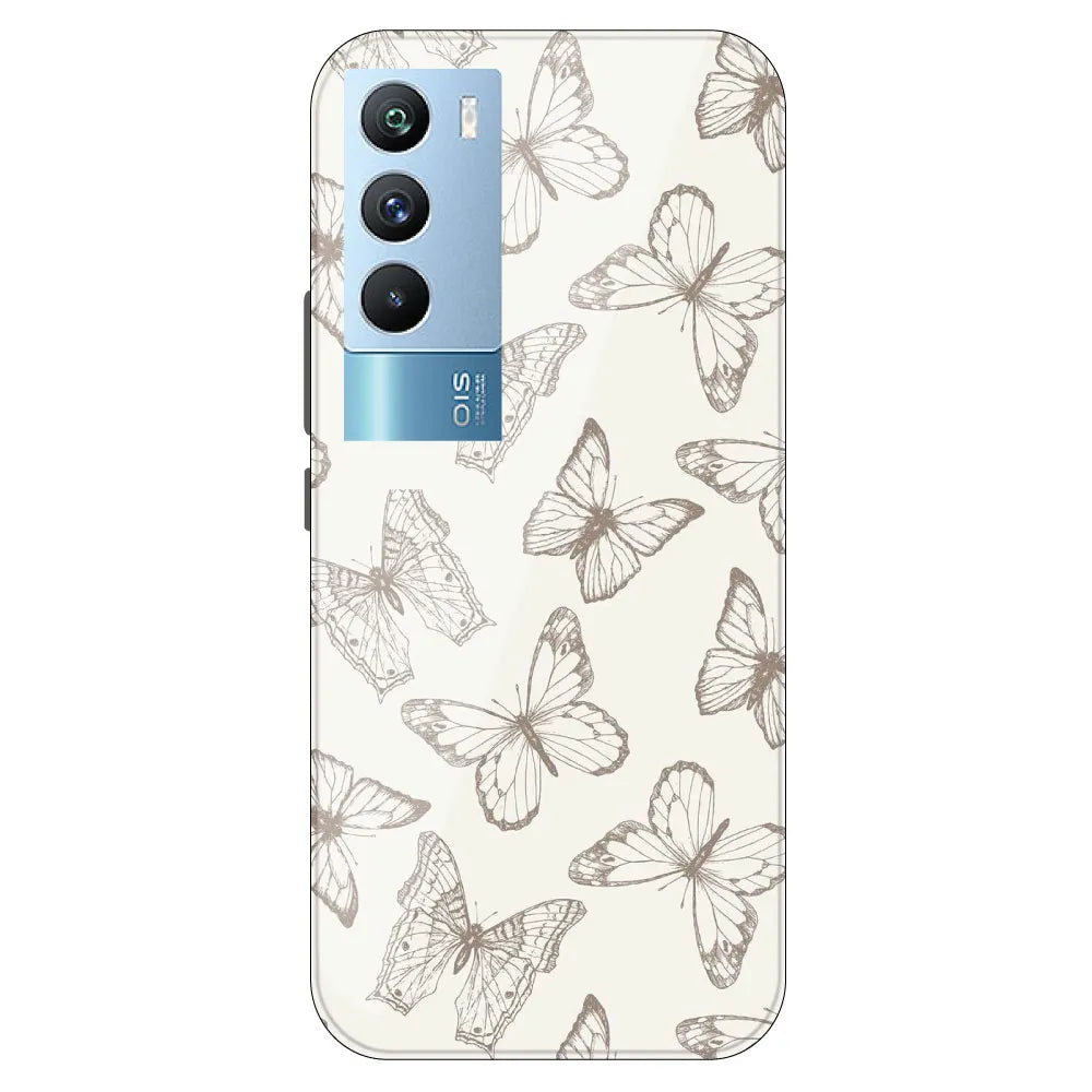 White Butterflies - Printed Silicone Case For IQOO 9T