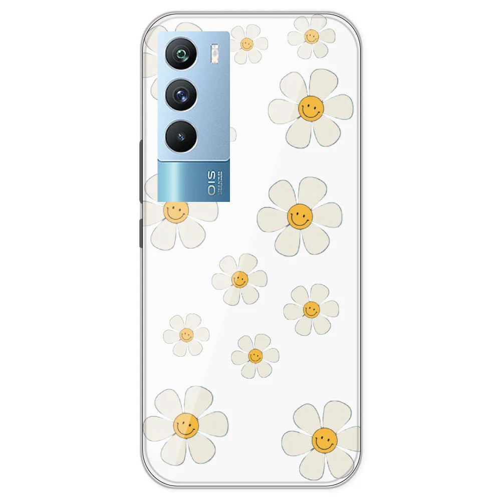 Smile Flowers - Clear Printed Silicone Case For IQOO 9T
