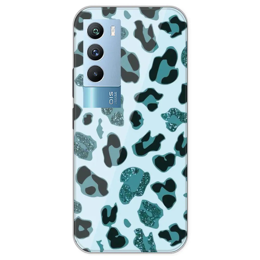 Blue Leopard Glitter Print - Printed Silicone Case For IQOO 9T