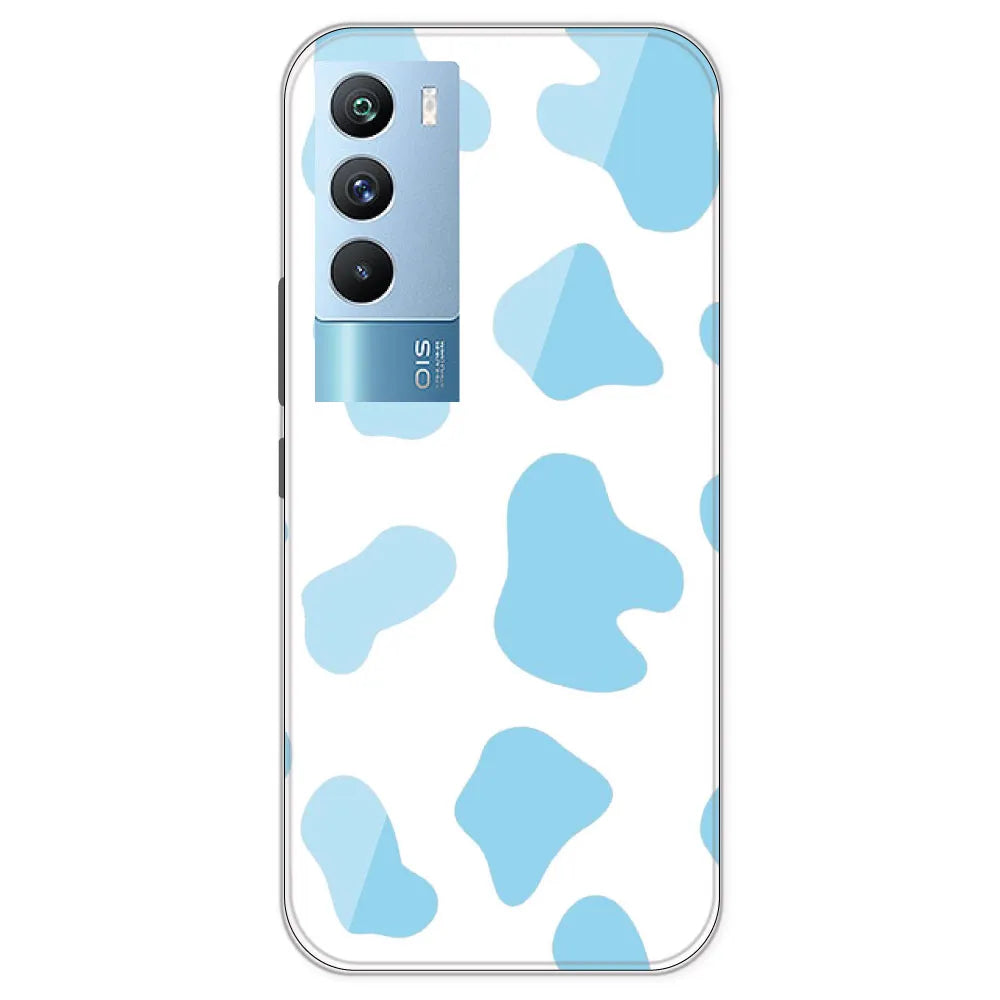 Blue Cow Print - Clear Printed Silicone Case For IQOO 9T