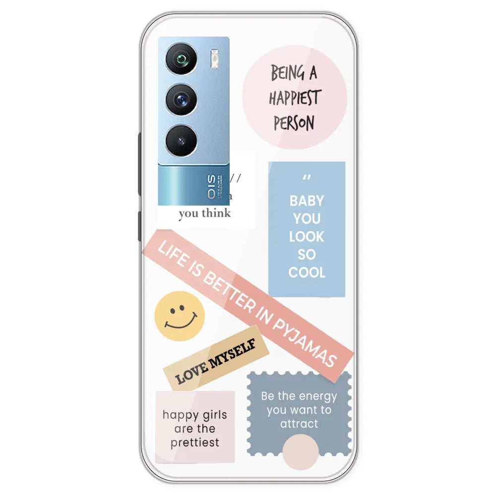 Be Happy - Clear Printed Silicone Case For IQOO 9T