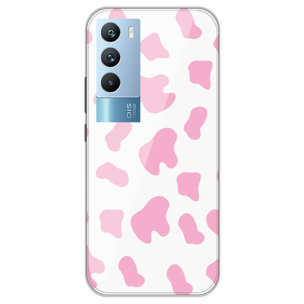 Pink Cow Print - Clear Printed Silicone Case For IQOO 9T