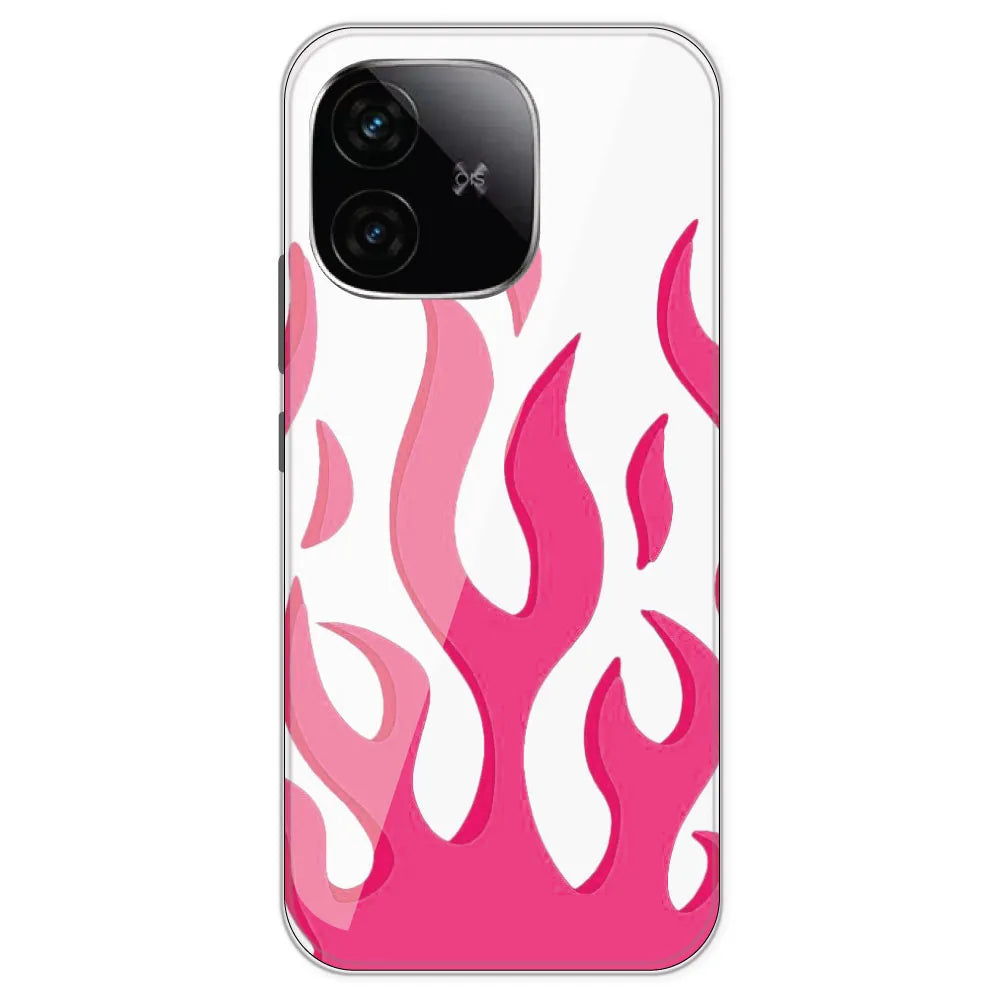 Pink Flames - Clear Printed Silicone Case For iQOO Neo 10R