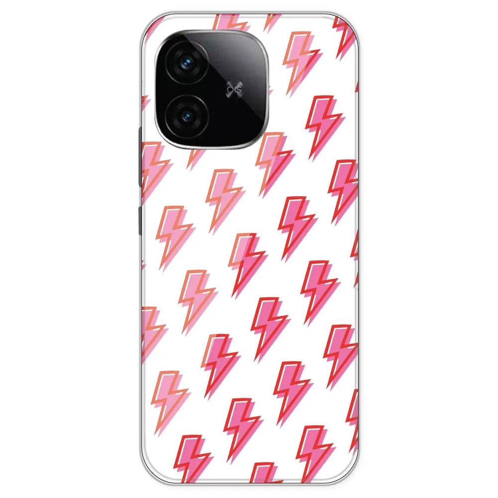 Pink Lightning Bolts - Clear Printed Silicone Case For IQOO Neo 10R