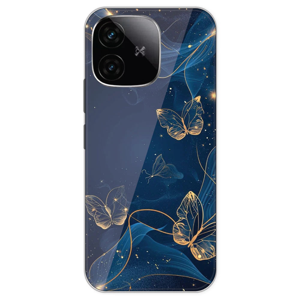 Blue With Gold Butterflies - Printed Silicone Case For IQOO Neo 10R