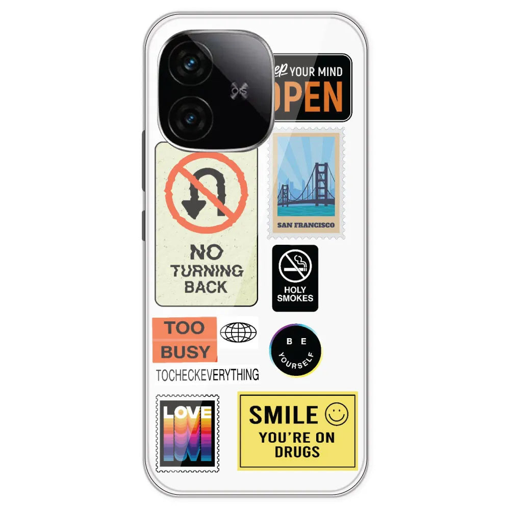 Retro Labels - Clear Printed Silicone Case For IQOO Neo 10R