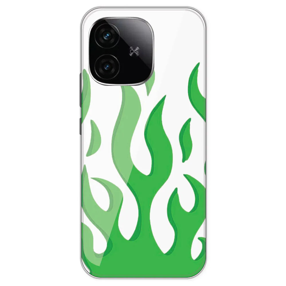 Green Flames - Clear Printed Silicone Case For IQOO Neo 10R