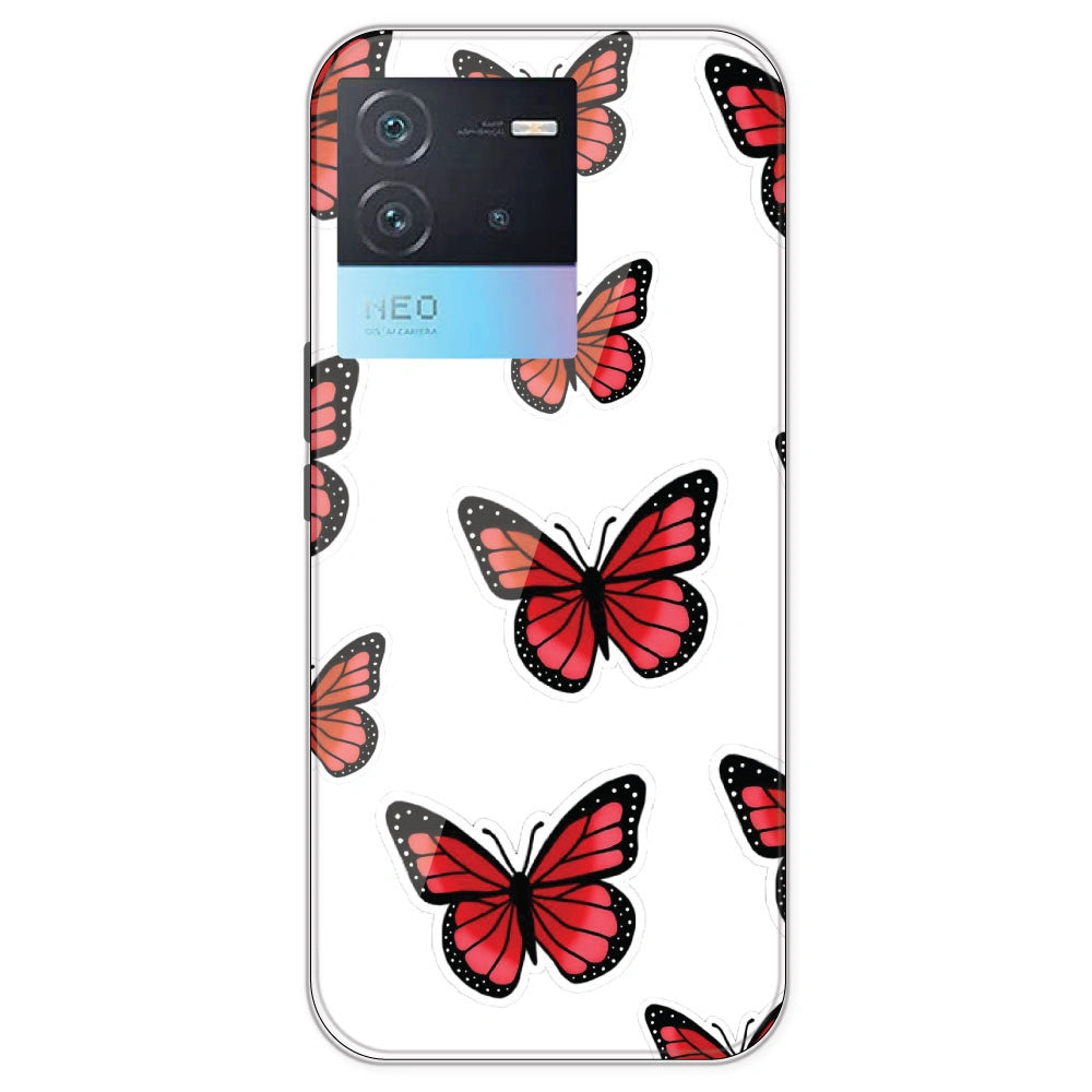 Red Butterfly - Clear Printed Silicone Case For IQOO Neo 6