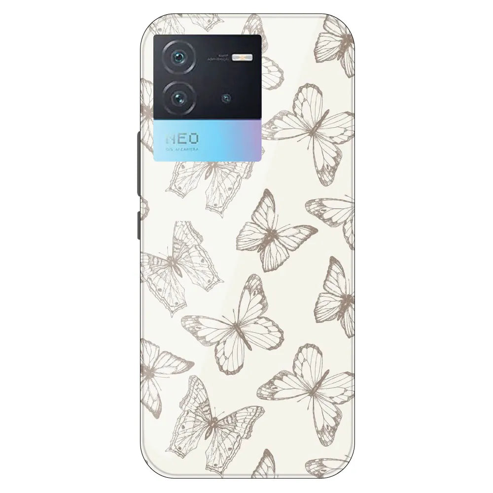 White Butterflies - Printed Silicone Case For IQOO Neo 6