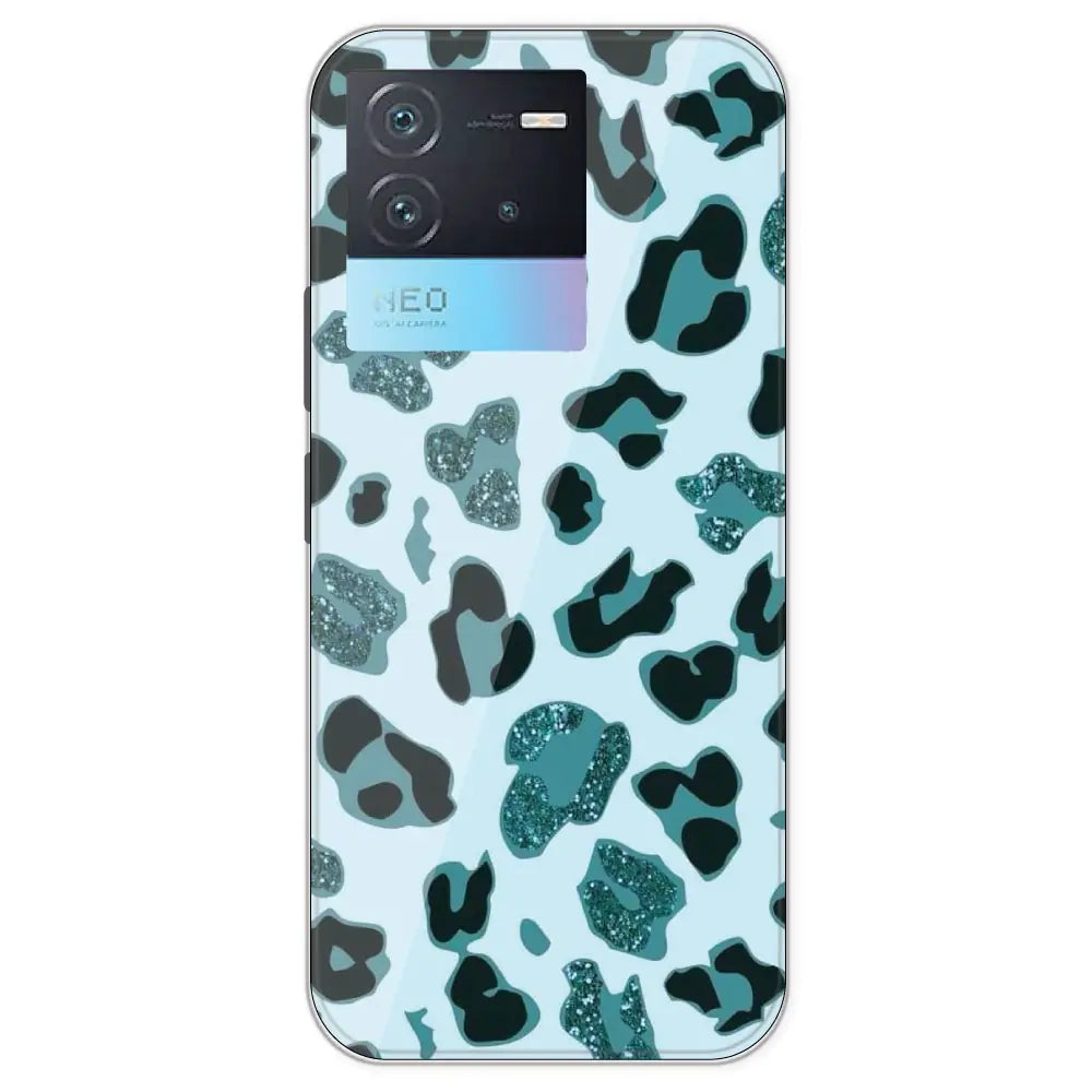 Blue Leopard Glitter Print - Printed Silicone Case For IQOO Neo 6