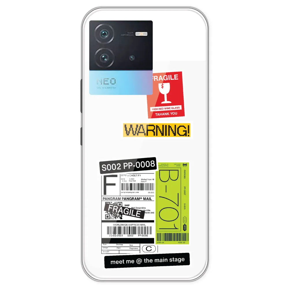 Fragile Labels - Clear Printed Silicone Case For IQOO Neo 6