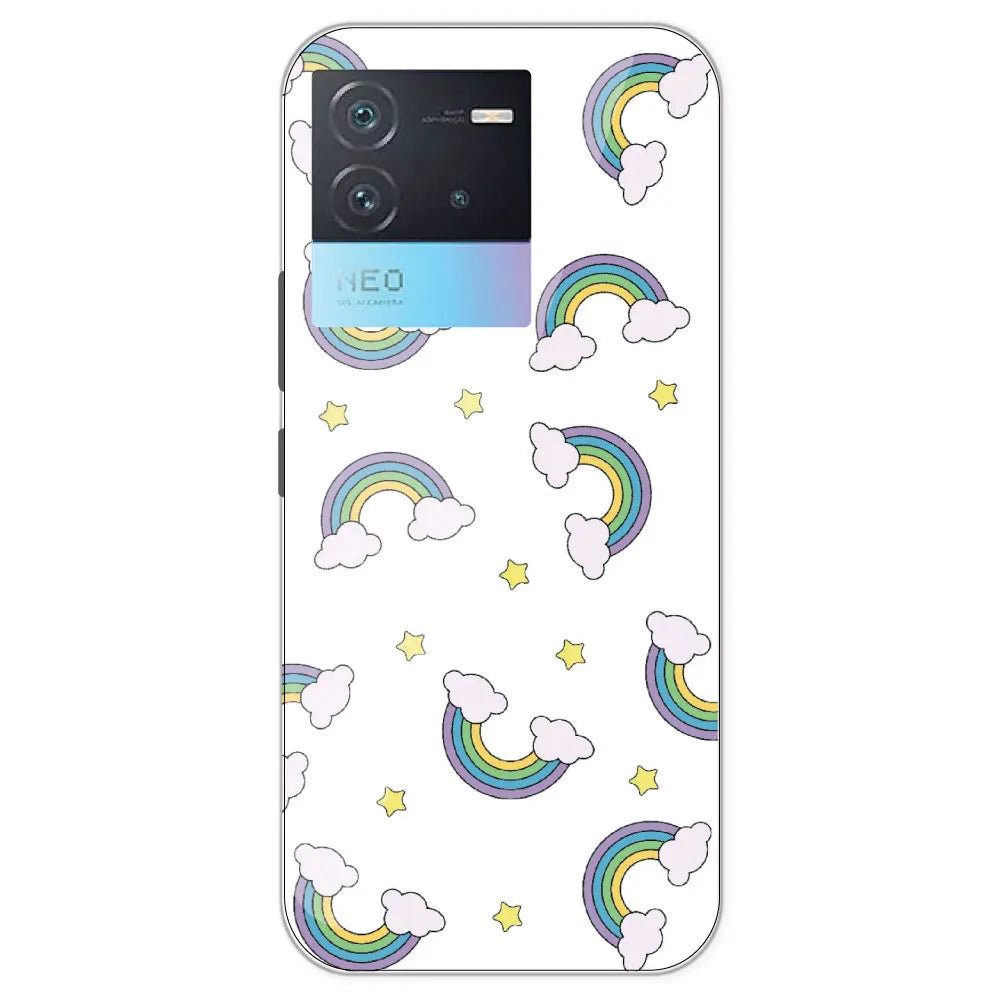 Rainbow With Clouds - Clear Printed Silicone Case For IQOO Neo 6