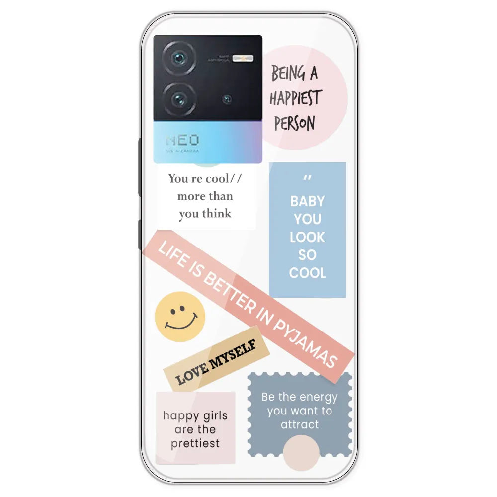 Be Happy - Clear Printed Silicone Case For IQOO Neo 6