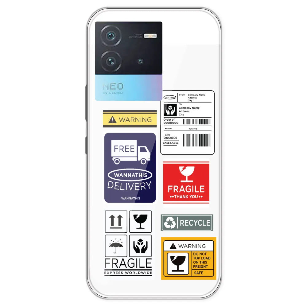 Caution Labels - Clear Printed Silicone Case For IQOO Neo 6