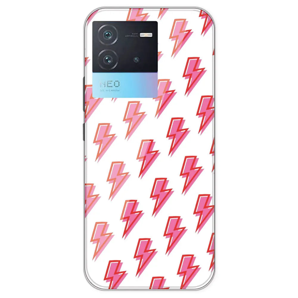 Pink Lightning Bolts - Clear Printed Silicone Case For IQOO Neo 6