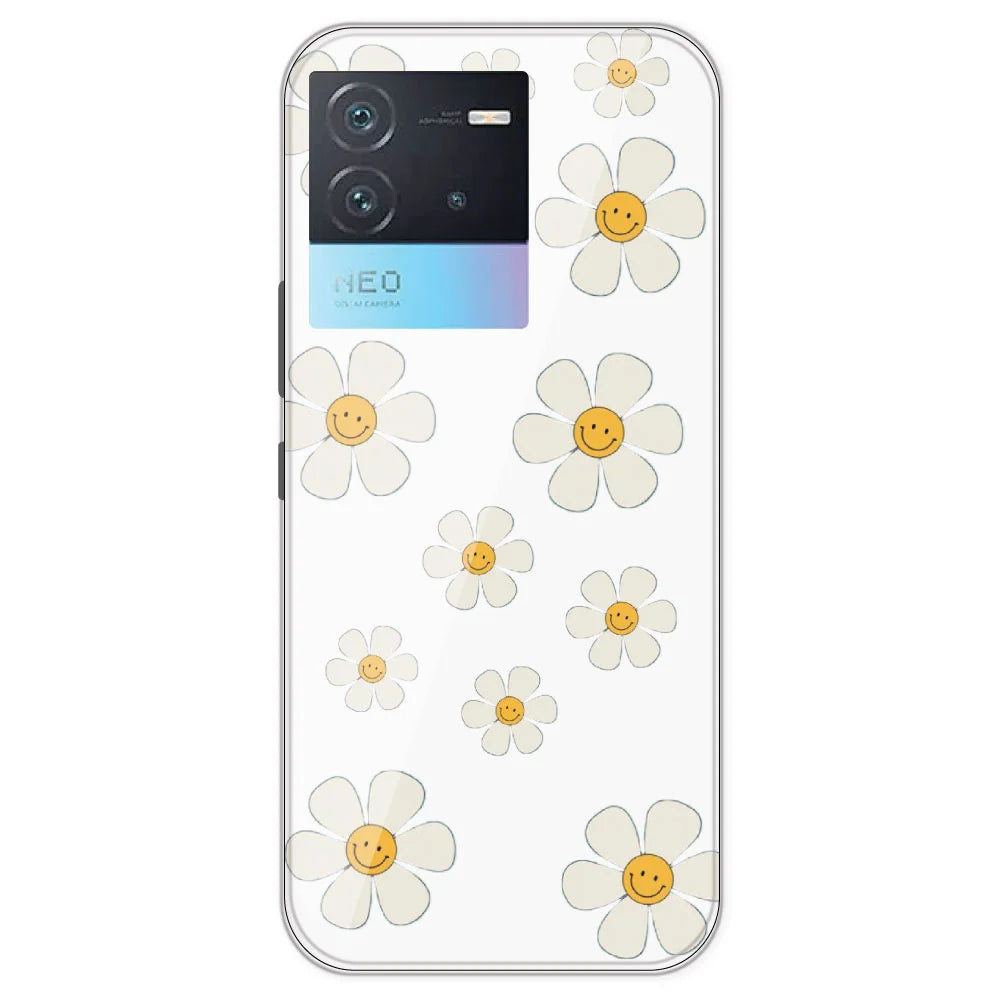 Smile Flowers - Clear Printed Silicone Case For IQOO Neo 6