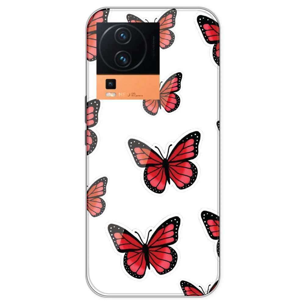 Red Butterfly - Clear Printed Silicone Case For IQOO Neo 7 Pro
