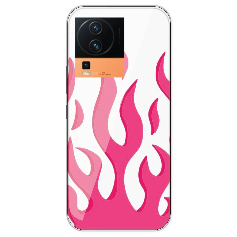 Pink Flames - Clear Printed Silicone Case For iQOO Neo 7 Pro 5G