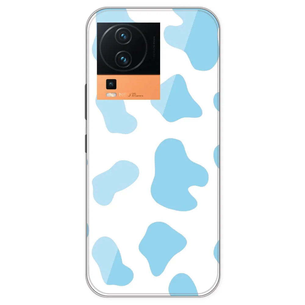 Blue Cow Print - Clear Printed Silicone Case For IQOO Neo 7 Pro
