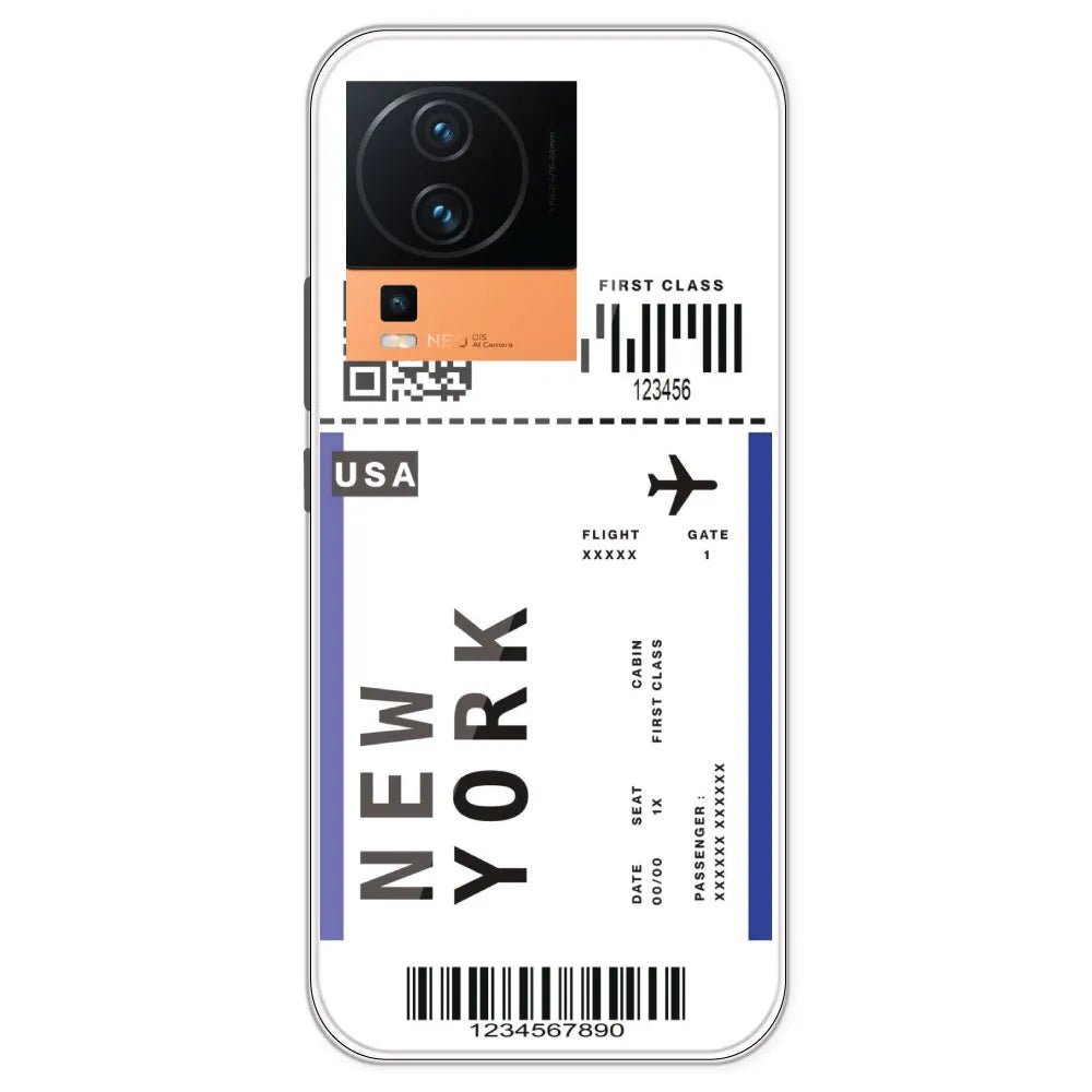 New York Ticket - Clear Printed Silicone Case For IQOO Neo 7 Pro
