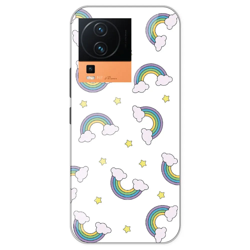 Rainbow With Clouds - Clear Printed Silicone Case For IQOO Neo 7 Pro