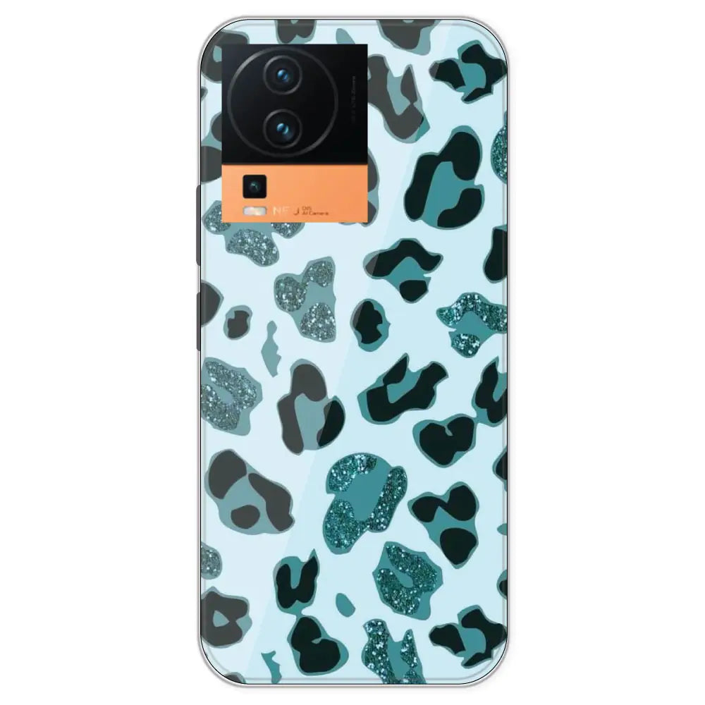 Blue Leopard Glitter Print - Printed Silicone Case For IQOO Neo 7 Pro