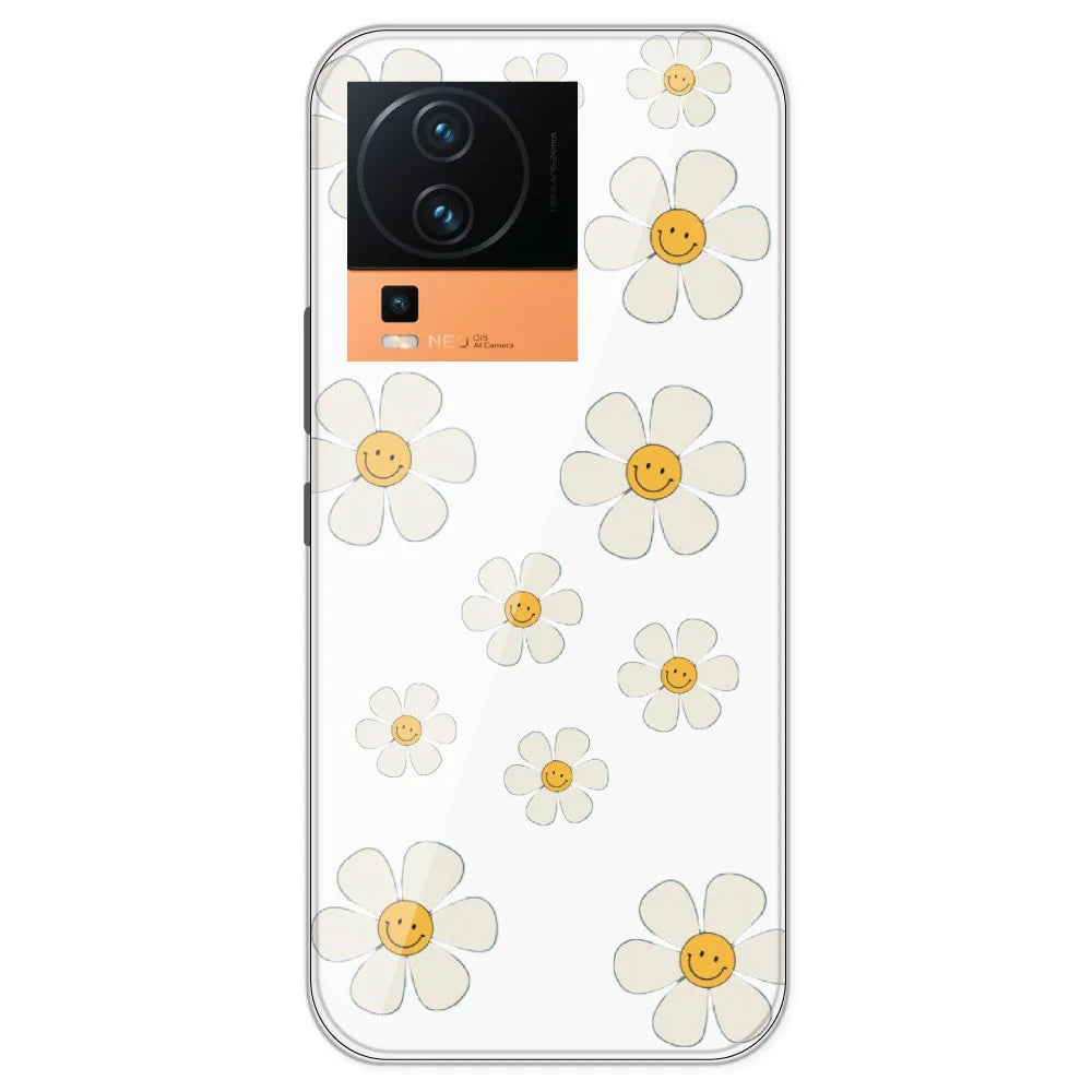 Smile Flowers - Clear Printed Silicone Case For IQOO Neo 7 Pro