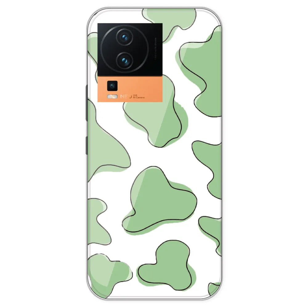Green Cow Print - Clear Printed Silicone Case For IQOO Neo 7 Pro