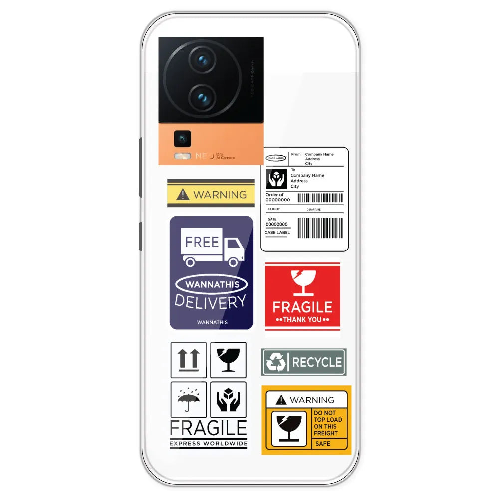 Caution Labels - Clear Printed Silicone Case For IQOO 7 Pro