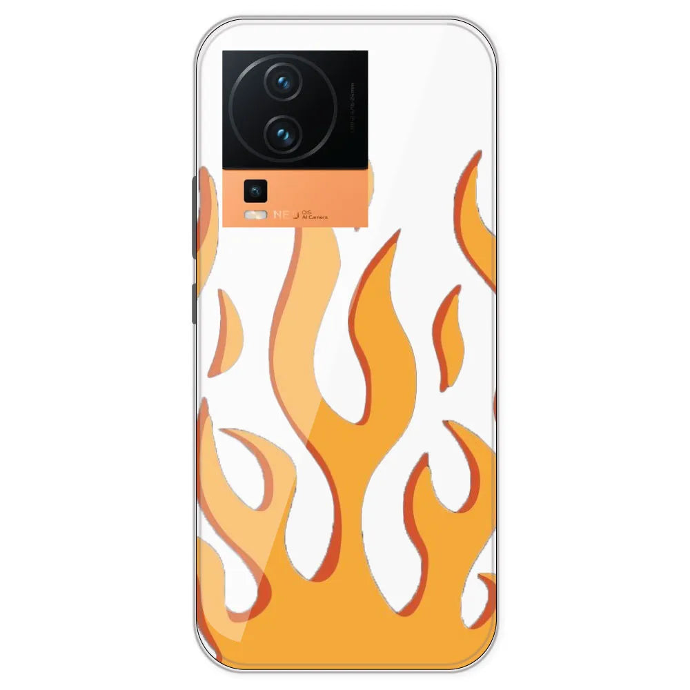 Orange Flames - Clear Printed Silicone Case For IQOO Neo 7 Pro