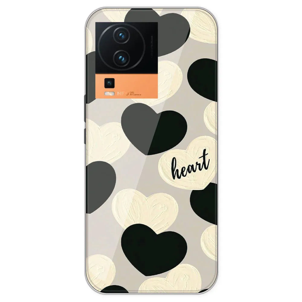 Black And White Heart - Printed Silicone Case For IQOO Neo 7 Pro